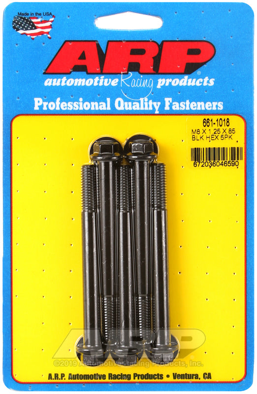ARP M8 x 1.25 x 85 hex black oxide bolts