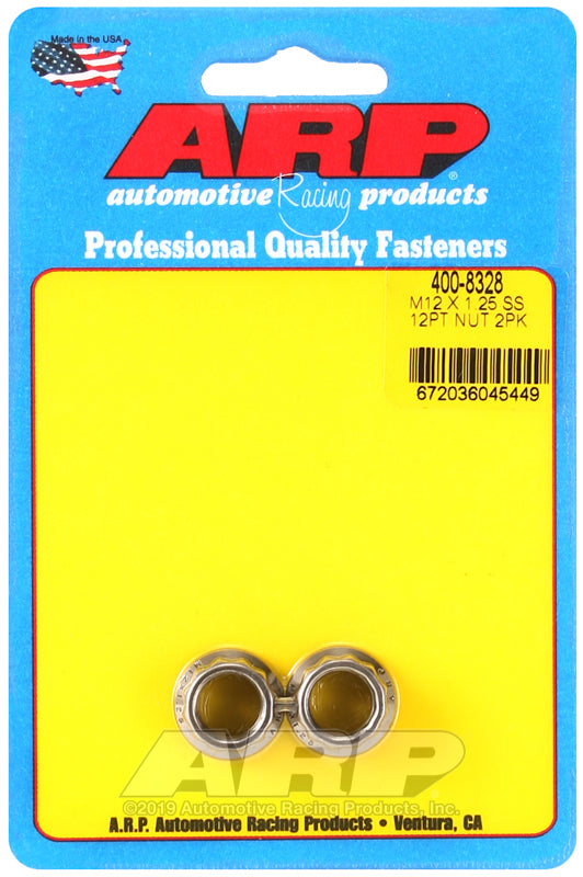 ARP M12 X 1.25 (.750 collar) SS 12pt nut kit