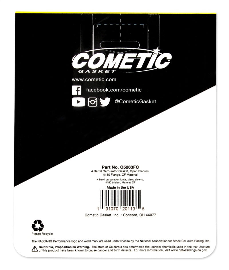 Cometic Holley 4 Barrel .060in Fiber Carburetor Gasket - Open Plenum