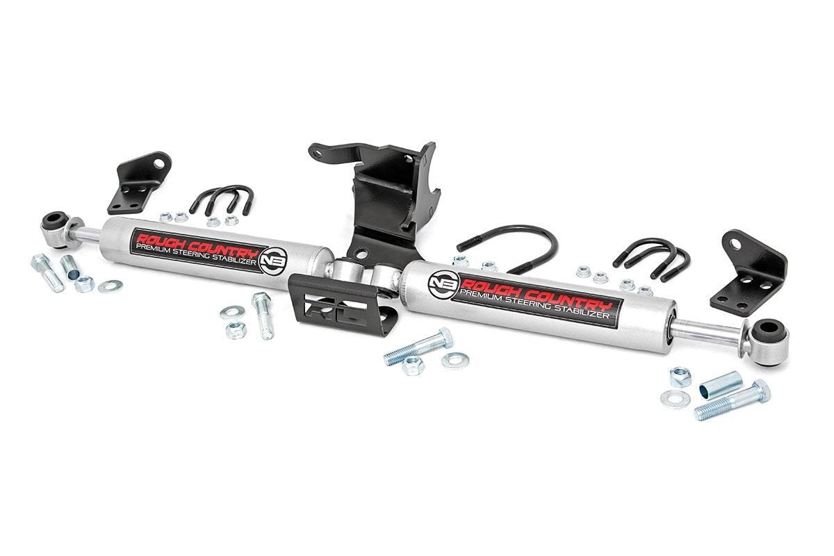 Rough Country Dual N3 Shock Steering Stabilizer Kit for 18+ Jeep Wrangler JL All