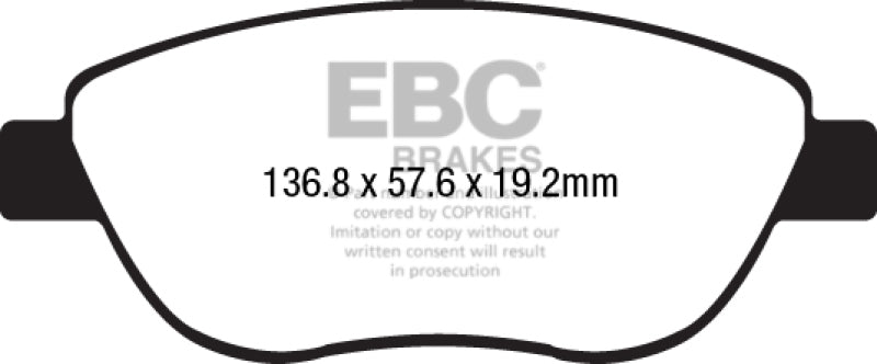 EBC 2014+ Fiat 500 1.4L Turbo Abarth Greenstuff Front Brake Pads