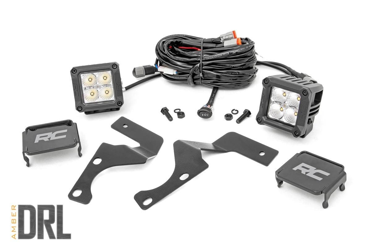 Rough Country 2" Chrome LED Windshield Amber DRL Light Kit for 14-19 4Runner