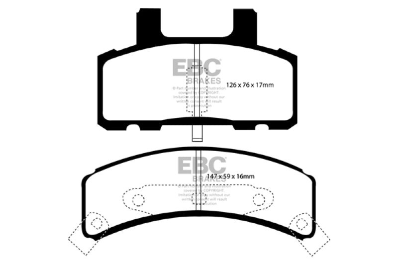 EBC 97-99 Cadillac Deville 4.6 (Rear Drums) Yellowstuff Front Brake Pads