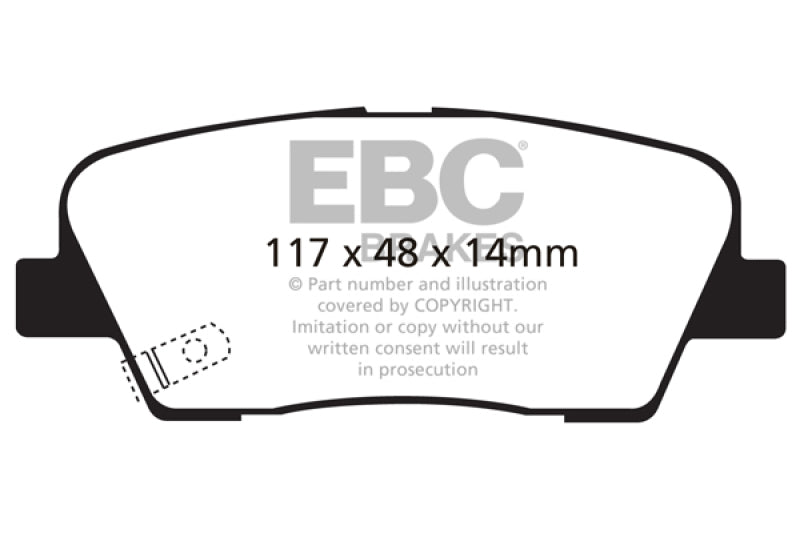 EBC 11+ Hyundai Equus 4.6 Redstuff Rear Brake Pads