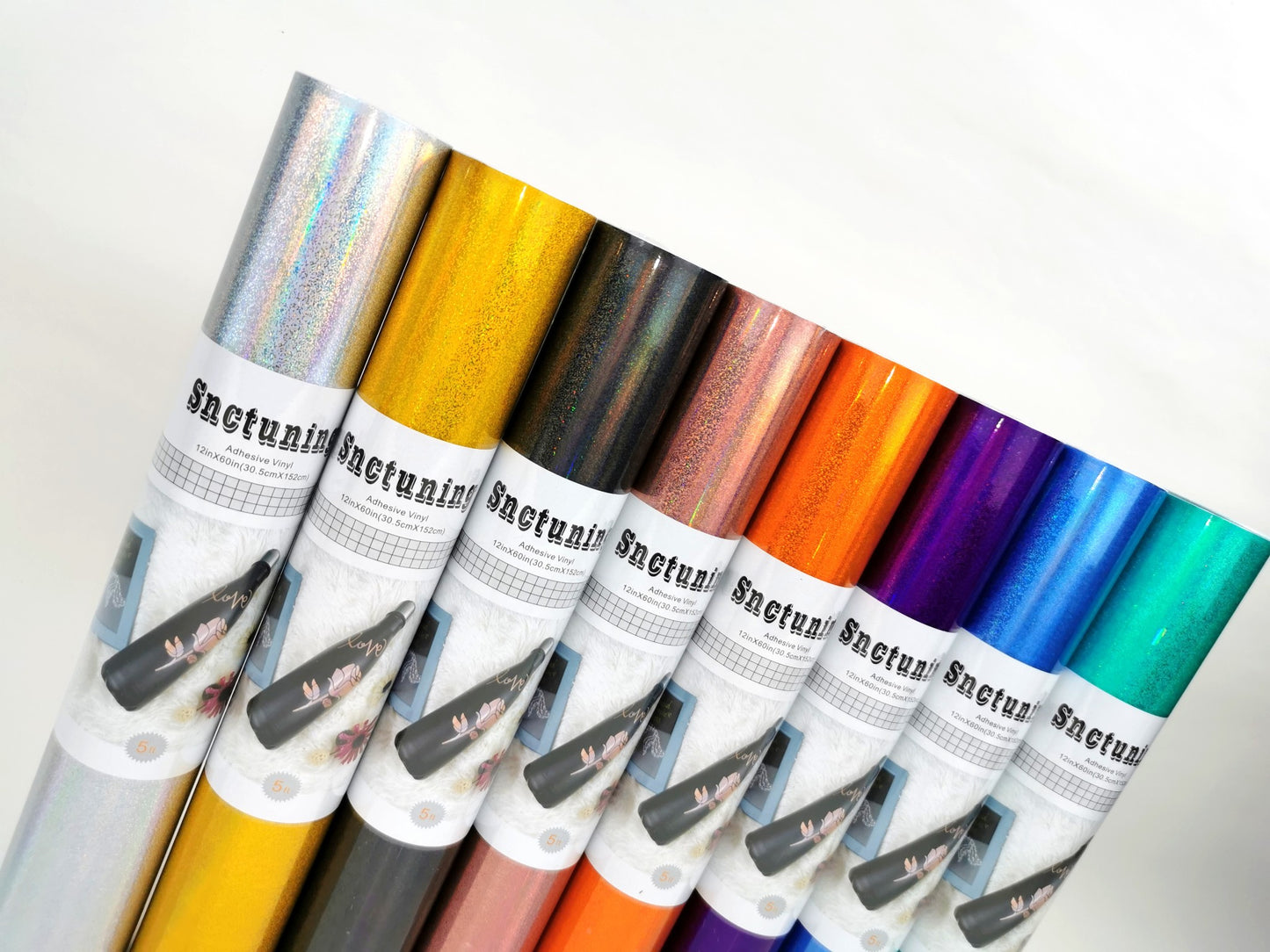 SNC 1ftx5ft Quality Vinyl Sticker Adhesive Roll Holographic Shimmer CHOOSE COLOR