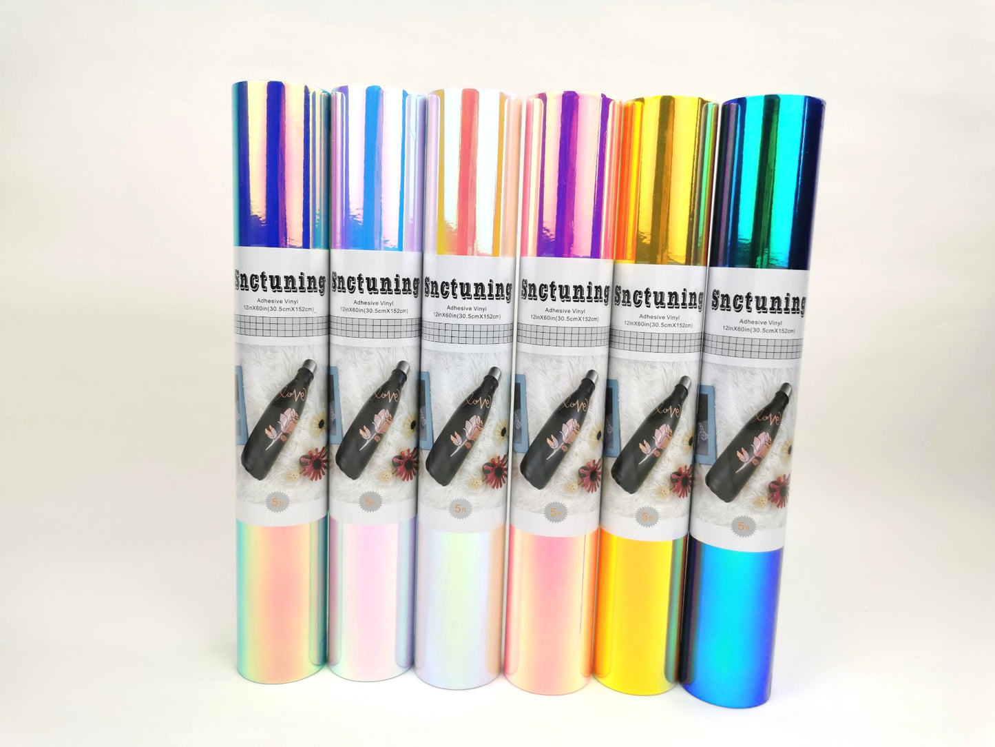 SNC 1ftx5ft Quality Vinyl Sticker Adhesive Roll Rainbow Holographic CHOOSE COLOR