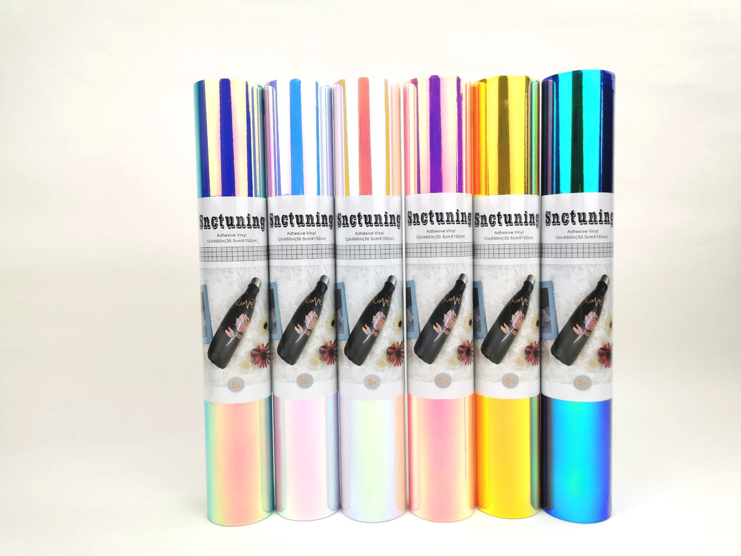 SNC 1ftx5ft Quality Vinyl Sticker Adhesive Roll Rainbow Holographic CHOOSE COLOR