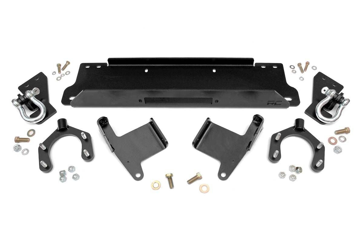 Rough Country Steel Winch Mount Plate w D Rings for 07-18 Jeep Wrangler JK All